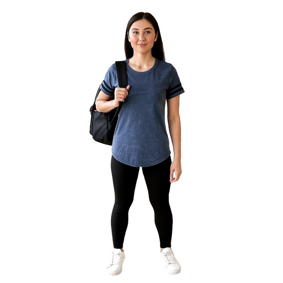 Bozzolo Women’s Medium Blue Mineral Wash Tee – Short Sleeve Casual Top - Picture 1 of 5